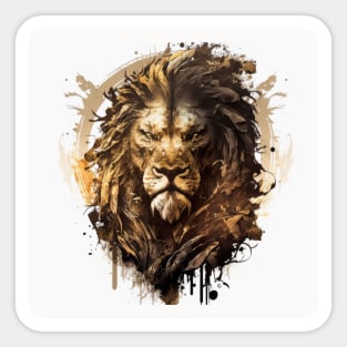 Lion Portrait Animal Painting Wildlife Outdoors Adventure Sticker